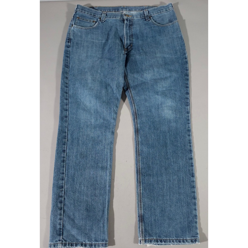 Carhartt Jeans Mens 38x32 Blue Straight Traditional Fit Denim‎ Workwear 101496